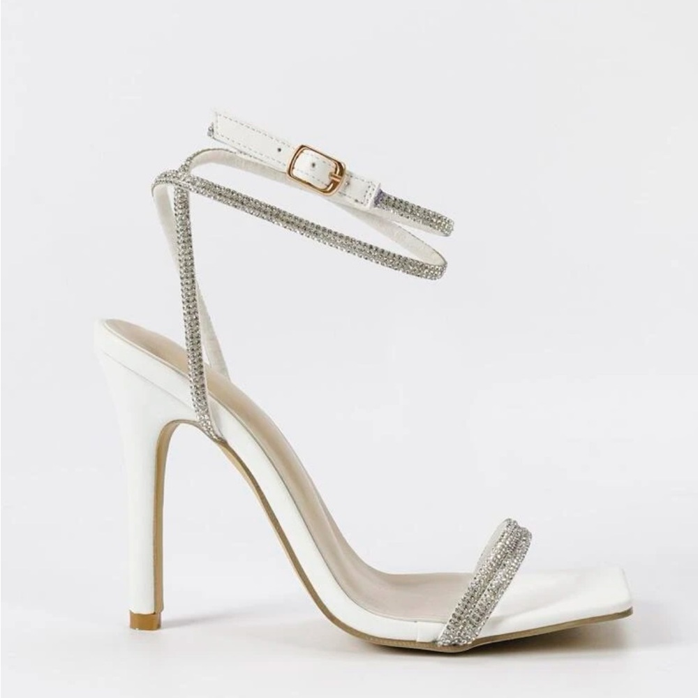 Rhinestone decor ankle strap sandals